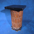Lot 068 - Antique Carved Wood Pedestal Plant Stand with Brass-Accented Slate Base, 10" W x 17" H