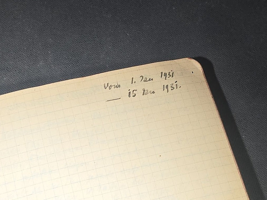 Antique Handwritten German-Language Personal Journal of Otto Vorchheimer, Würzburg, Germany, Circa 1928-1931, with Diary Entries, Philosophical Reflections, and Pencil Sketches