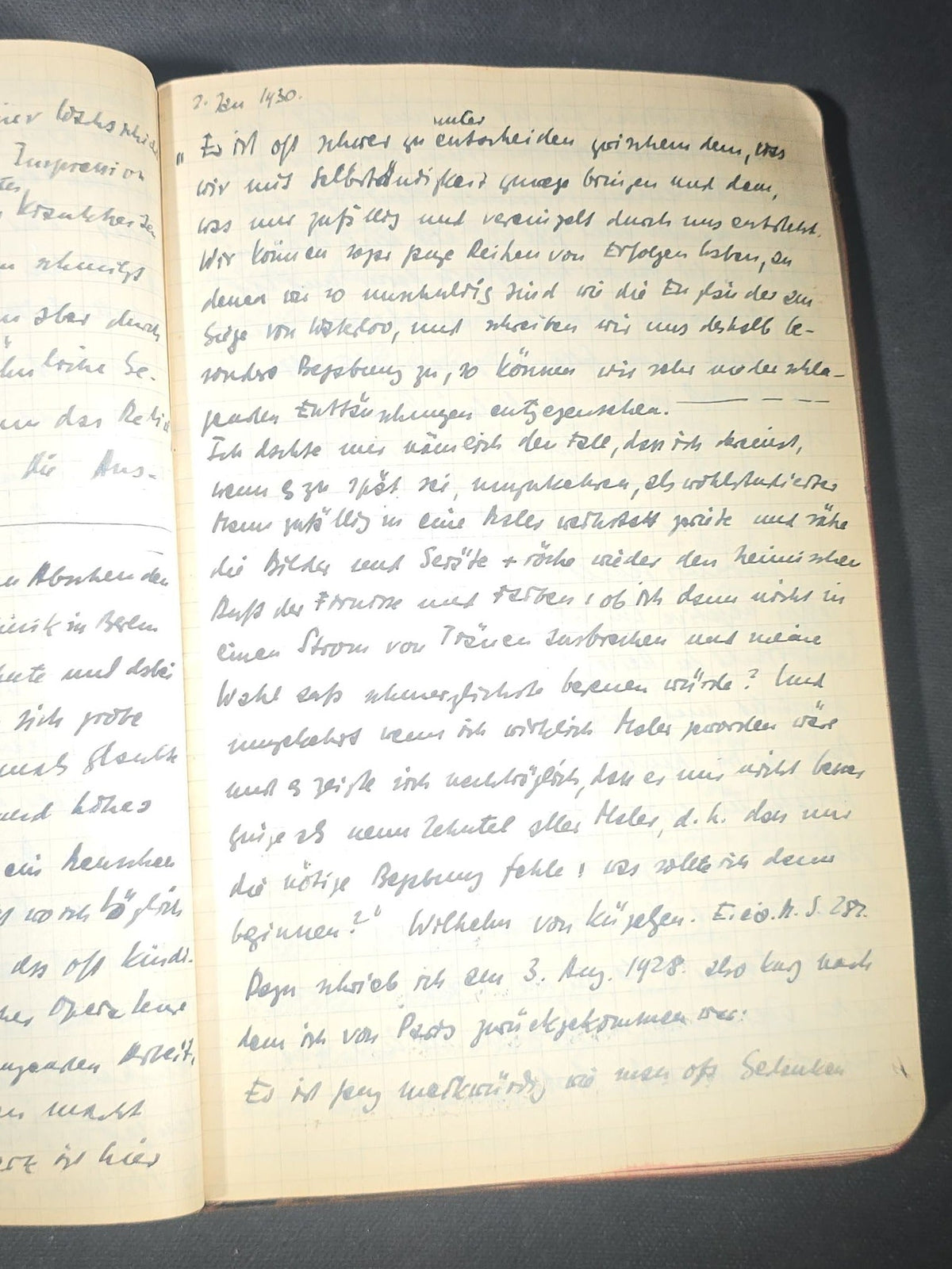 Antique Handwritten German-Language Personal Journal of Otto Vorchheimer, Würzburg, Germany, Circa 1928-1931, with Diary Entries, Philosophical Reflections, and Pencil Sketches
