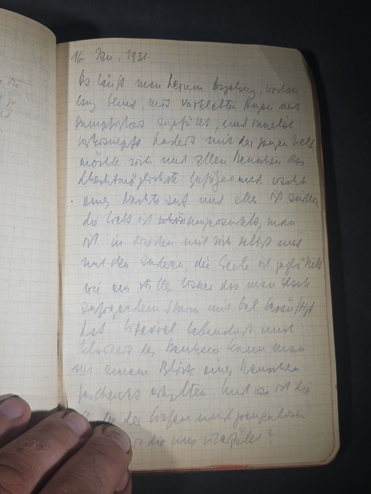 Antique Handwritten German-Language Personal Journal of Otto Vorchheimer, Würzburg, Germany, Circa 1928-1931, with Diary Entries, Philosophical Reflections, and Pencil Sketches