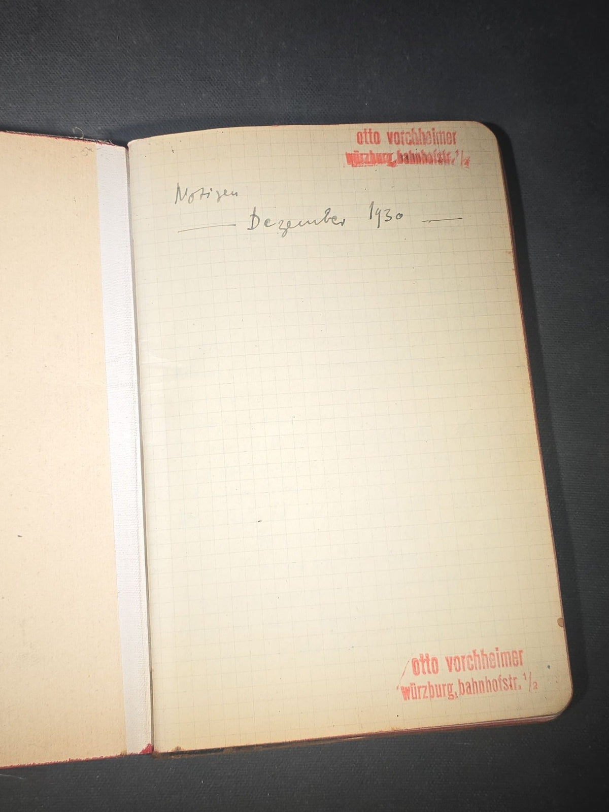 Antique Handwritten German-Language Personal Journal of Otto Vorchheimer, Würzburg, Germany, Circa 1928-1931, with Diary Entries, Philosophical Reflections, and Pencil Sketches