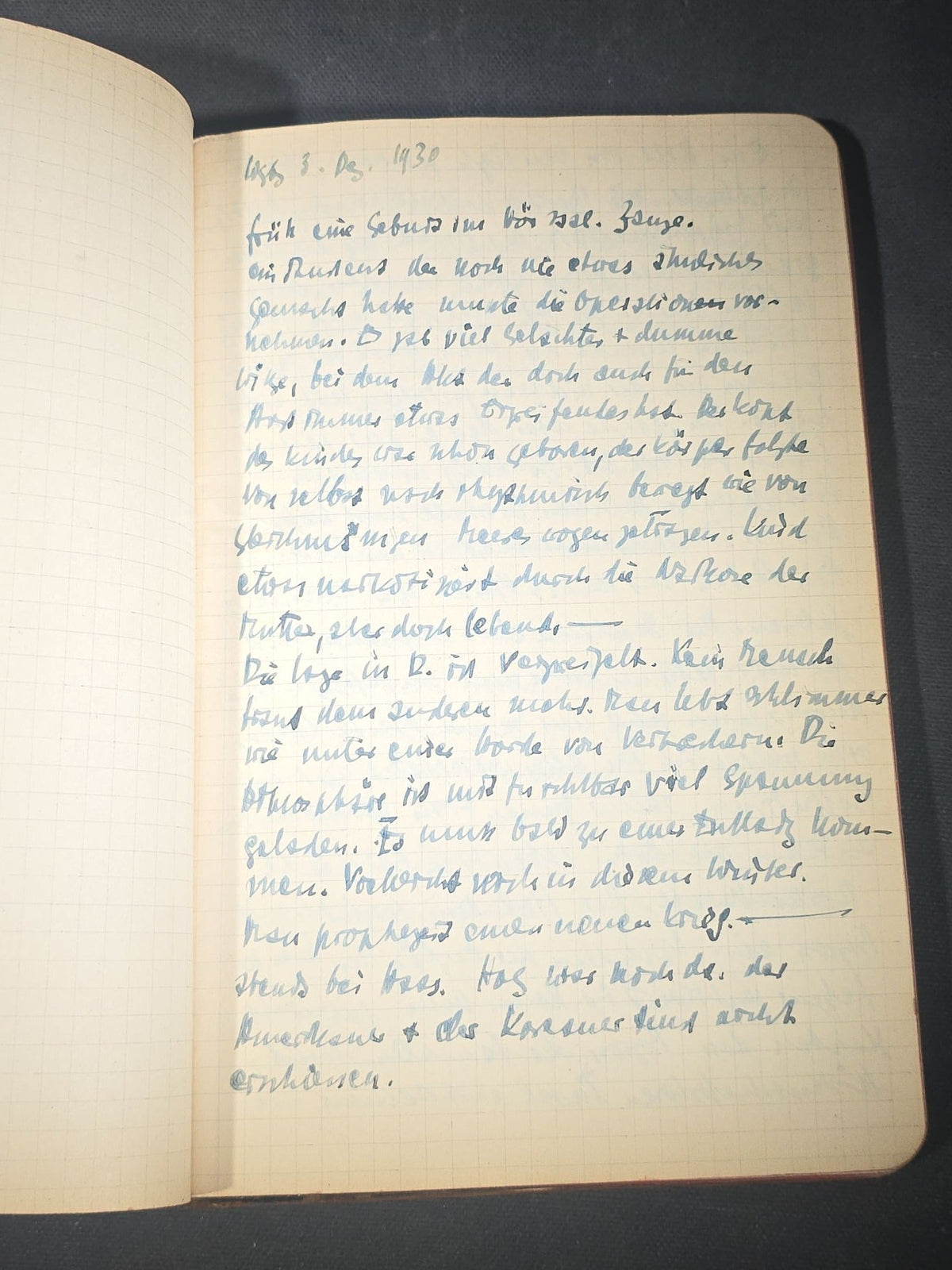 Antique Handwritten German-Language Personal Journal of Otto Vorchheimer, Würzburg, Germany, Circa 1928-1931, with Diary Entries, Philosophical Reflections, and Pencil Sketches