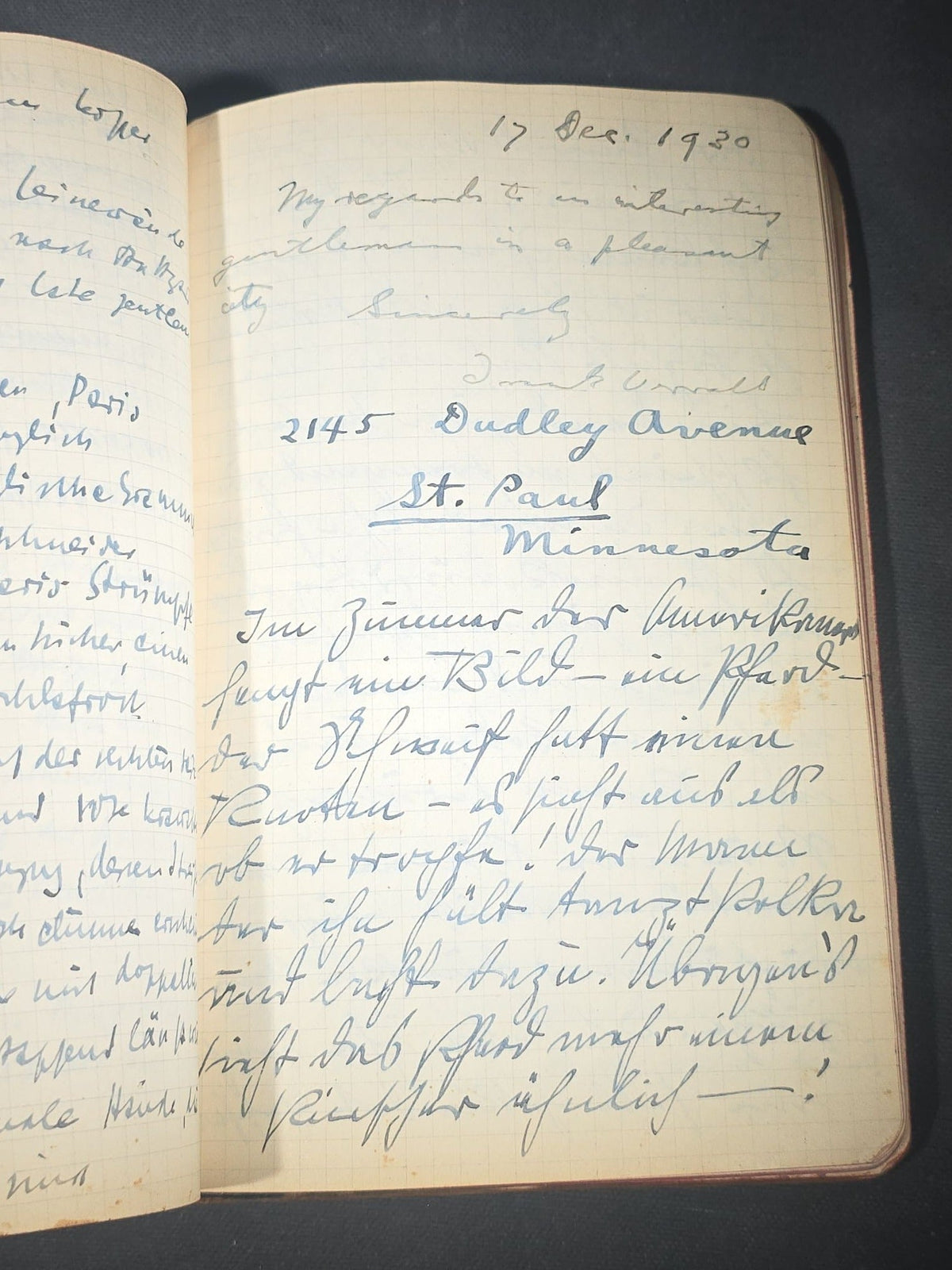 Antique Handwritten German-Language Personal Journal of Otto Vorchheimer, Würzburg, Germany, Circa 1928-1931, with Diary Entries, Philosophical Reflections, and Pencil Sketches