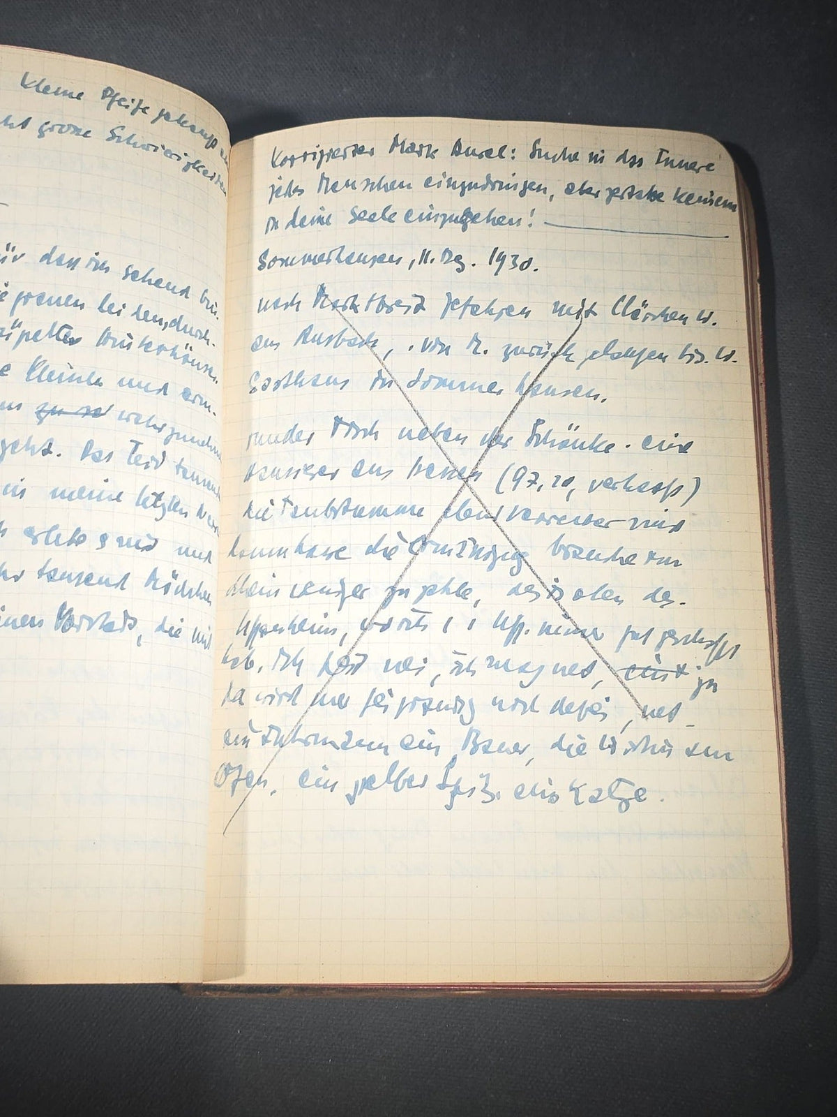 Antique Handwritten German-Language Personal Journal of Otto Vorchheimer, Würzburg, Germany, Circa 1928-1931, with Diary Entries, Philosophical Reflections, and Pencil Sketches