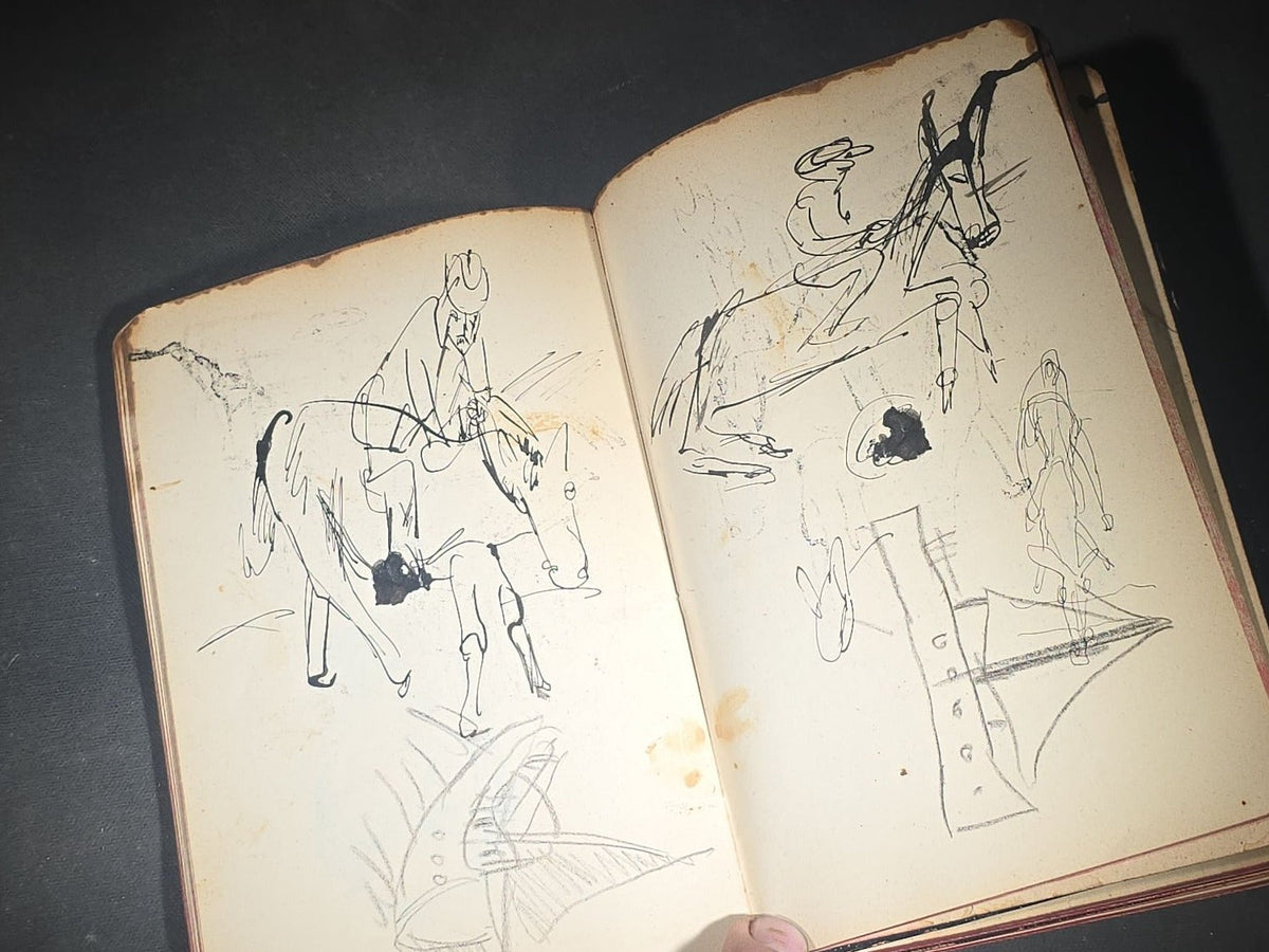 Antique Handwritten German-Language Personal Journal of Otto Vorchheimer, Würzburg, Germany, Circa 1928-1931, with Diary Entries, Philosophical Reflections, and Pencil Sketches