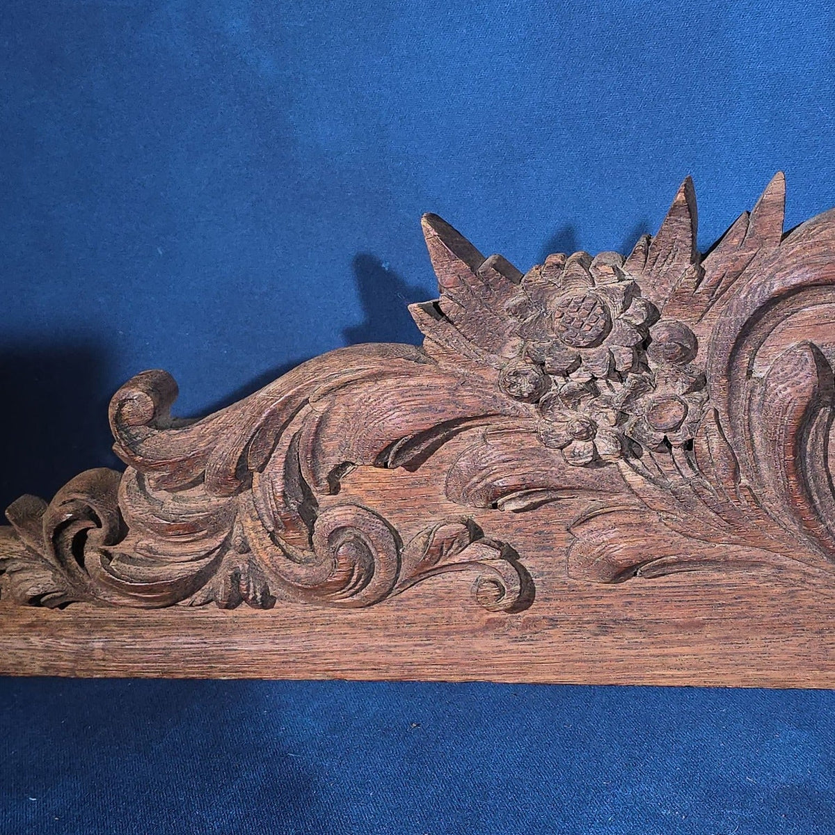 Antique Carved Oak Pediment with Stag Head and Griffins