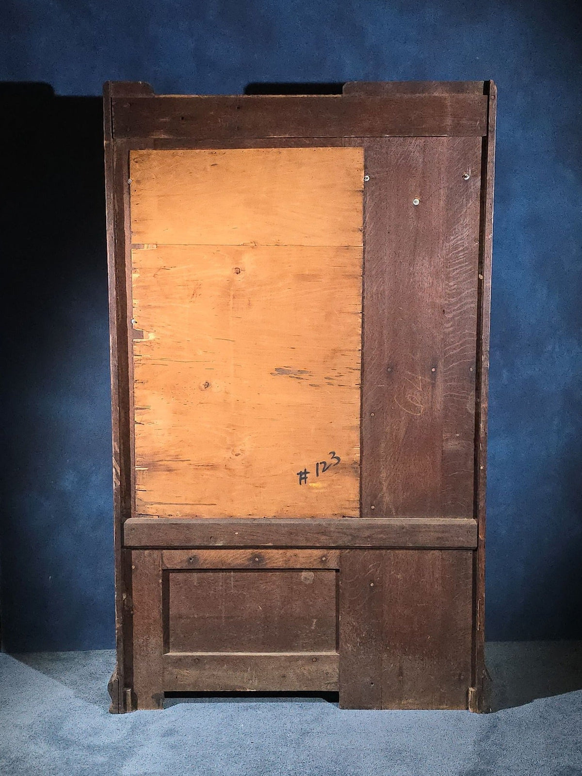 Antique Arts and Crafts Quarter-Sawn Oak Hall Tree with Beveled Mirror, Brass Coat Hooks, Umbrella Cabinet, and Lift-Top Seat