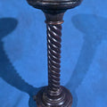 Lot 067 - Antique Victorian Spiral-Turned Wooden Pedestal with Claw Feet, 14" W x 34-1/4" H