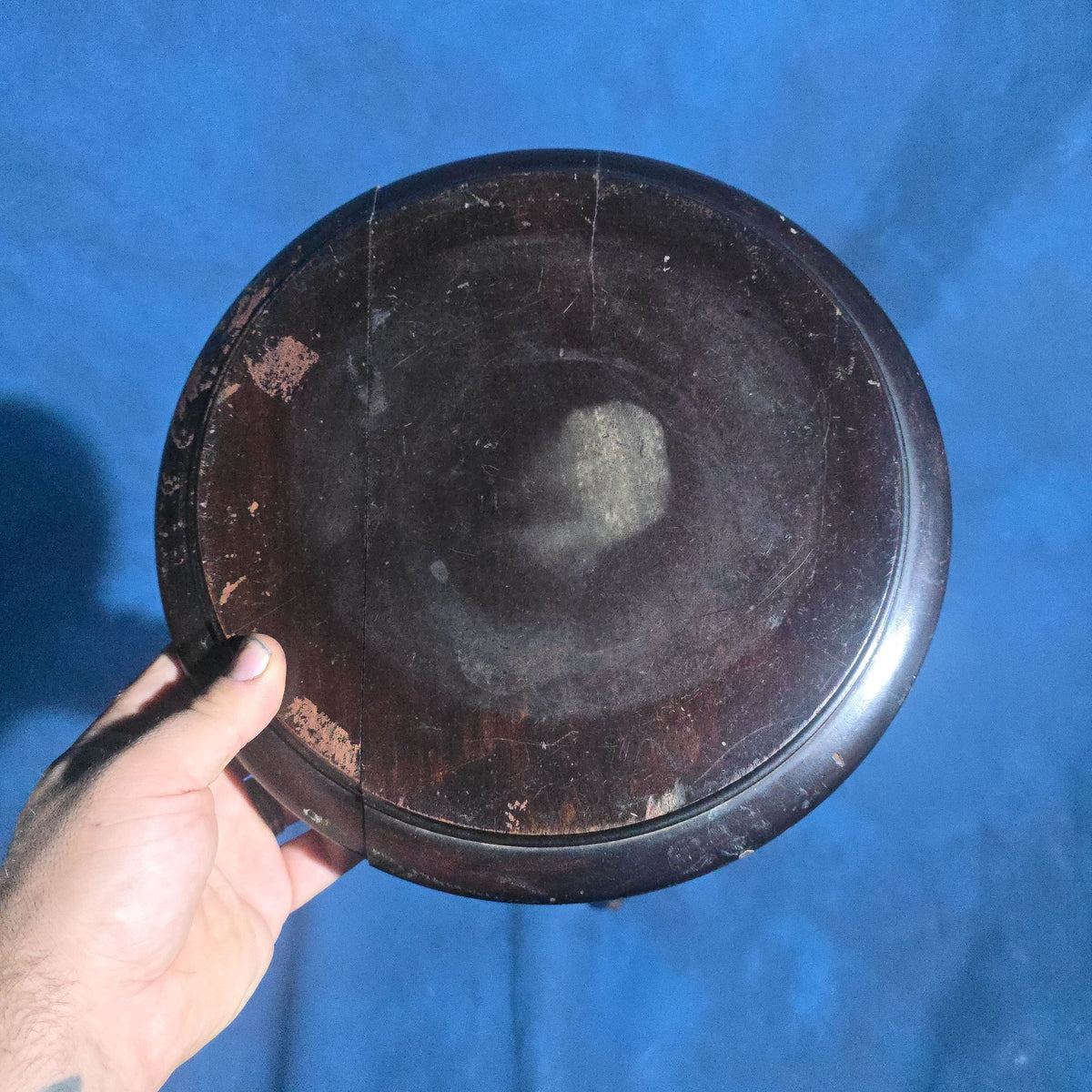 Antique Victorian Spiral-Turned Wooden Pedestal with Claw Feet