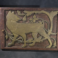 Lot 014 - Vintage Relief-Carved Folk Art Oak Panel of a Wolf with Oak Leaves and Acorns, Signed "AA" And Dated 1933, 16-1/2" W x 11-1/4" H