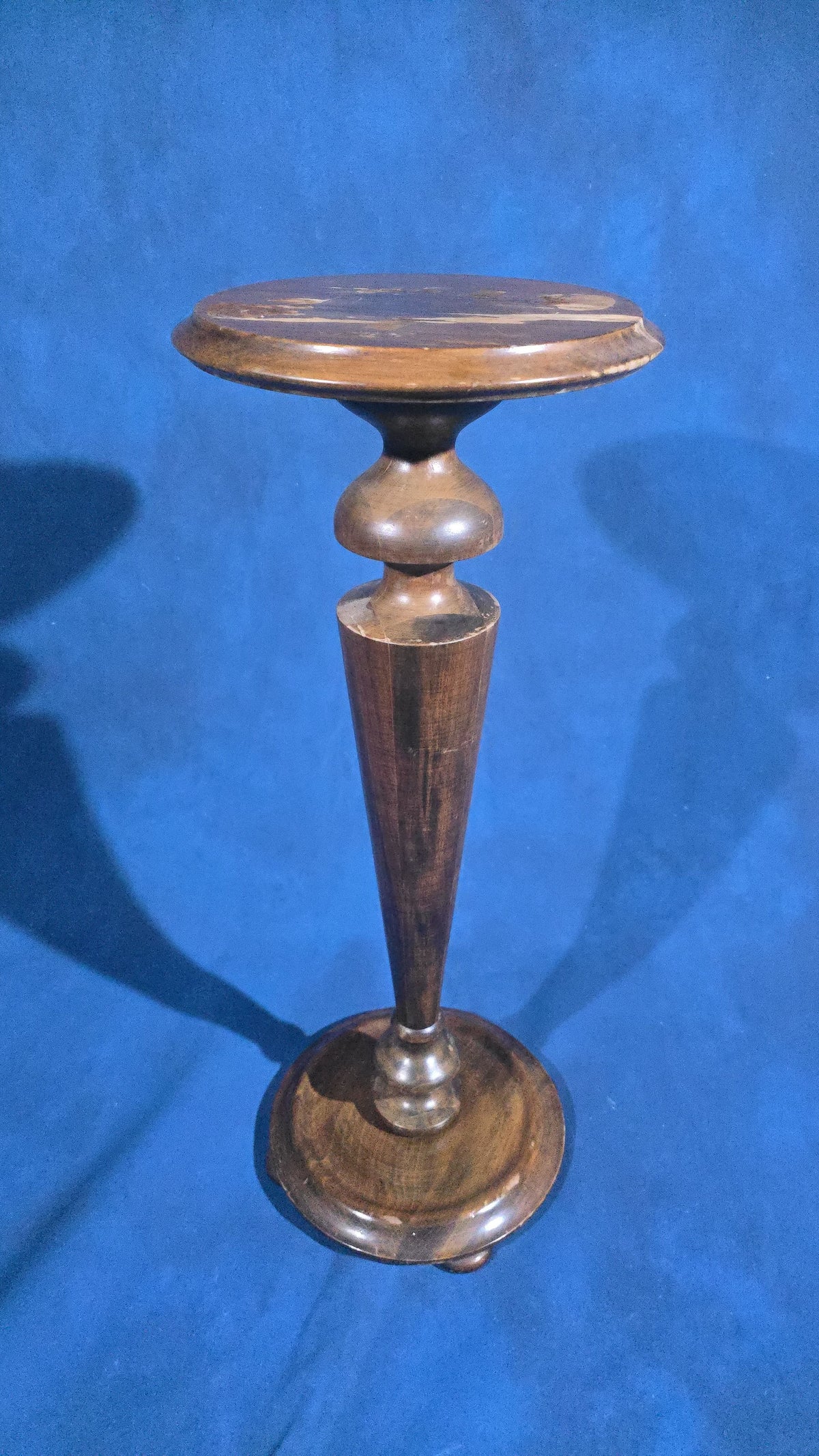 Antique Turned Wood Pedestal Plant Stand, Manufactured by J.B. Van Sciver Co., Camden, New Jersey
