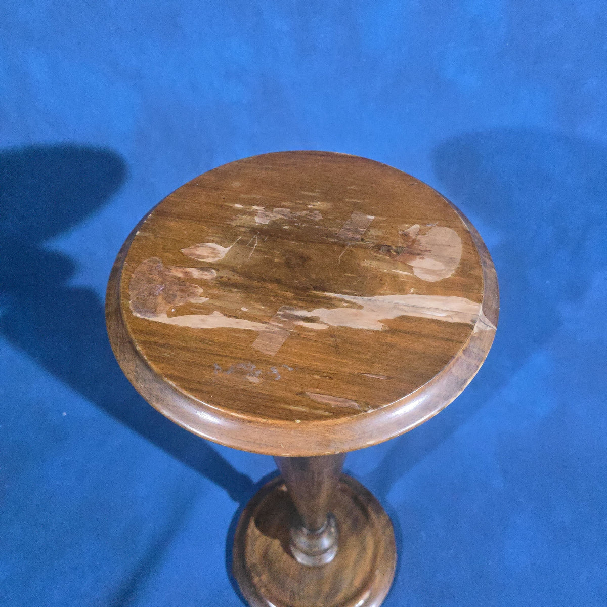 Antique Turned Wood Pedestal Plant Stand, Manufactured by J.B. Van Sciver Co., Camden, New Jersey
