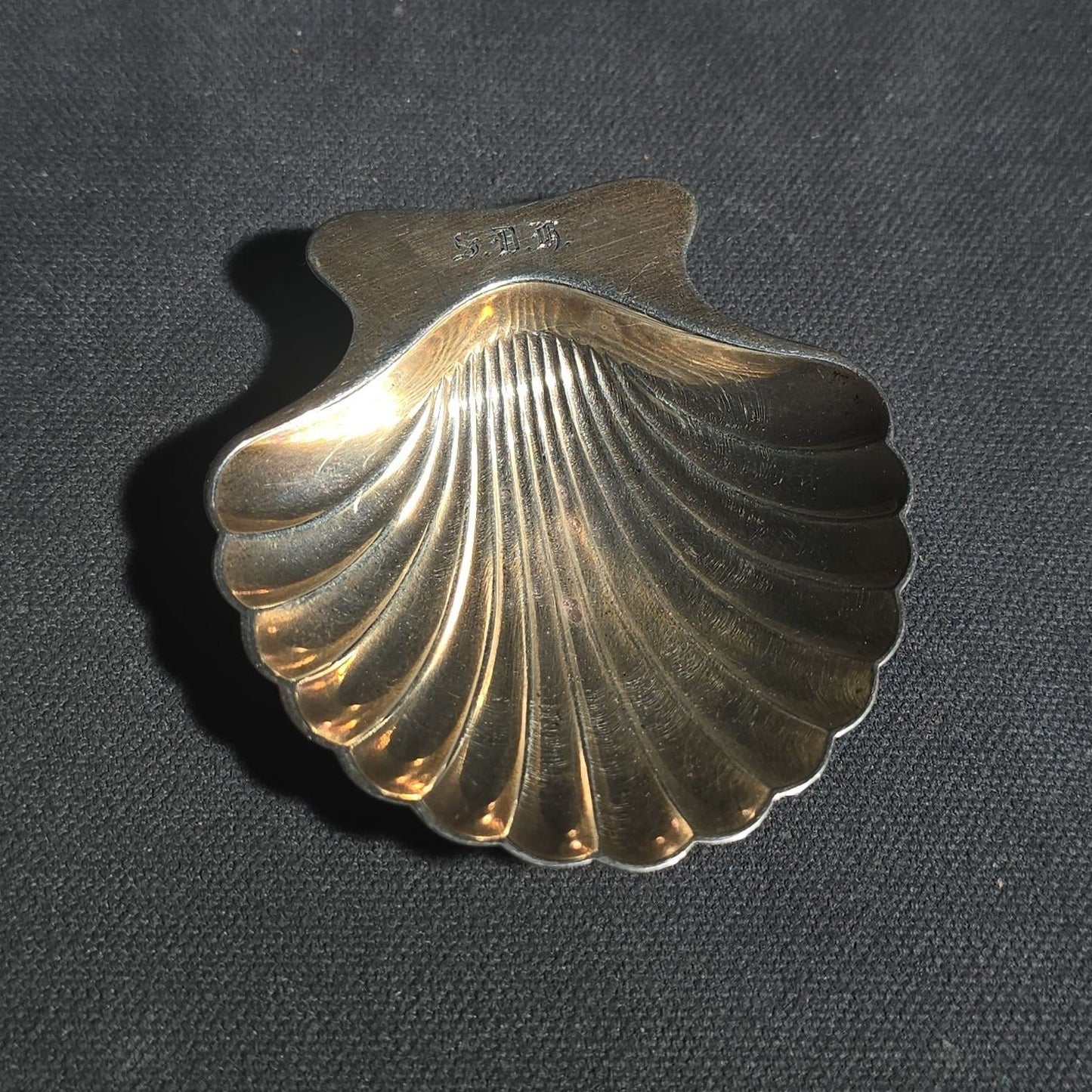 Trio of Vintage Tiffany & Co. Sterling Silver Scallop Shell Dishes, Monogrammed "S.D.H."