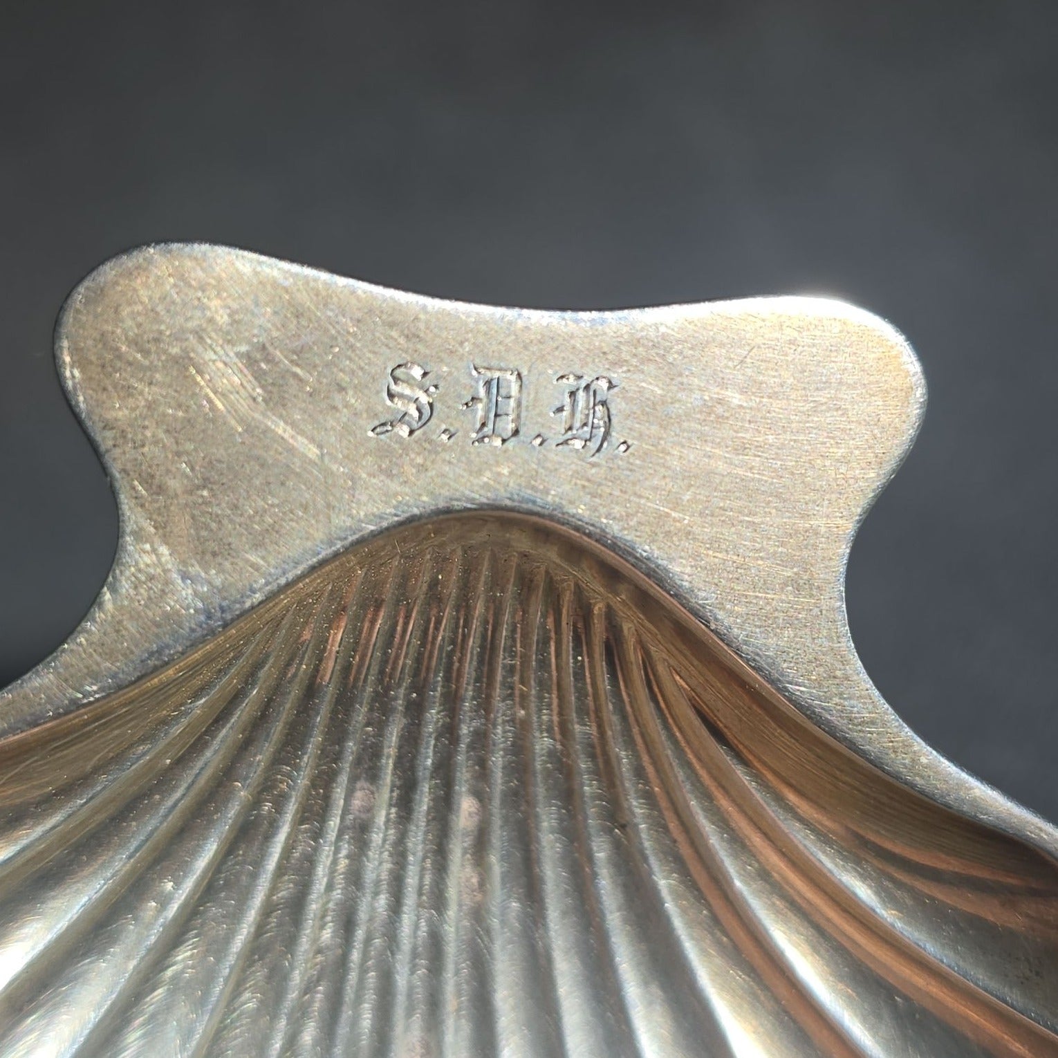Trio of Vintage Tiffany & Co. Sterling Silver Scallop Shell Dishes, Monogrammed "S.D.H."