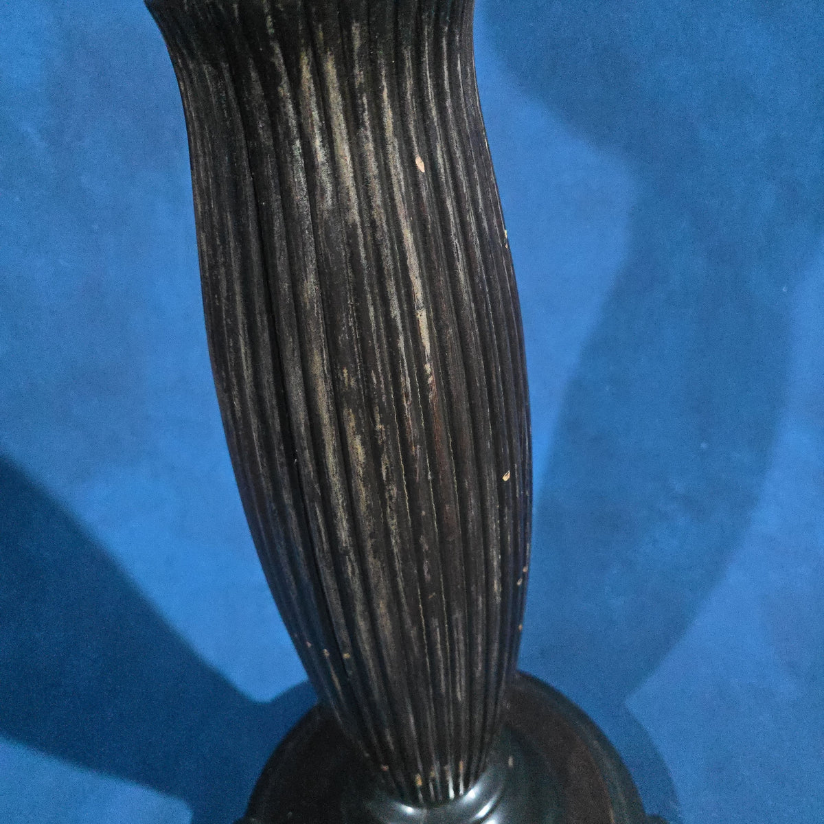 Antique Ebonized Pedestal with Fluted Column and Paw Feet