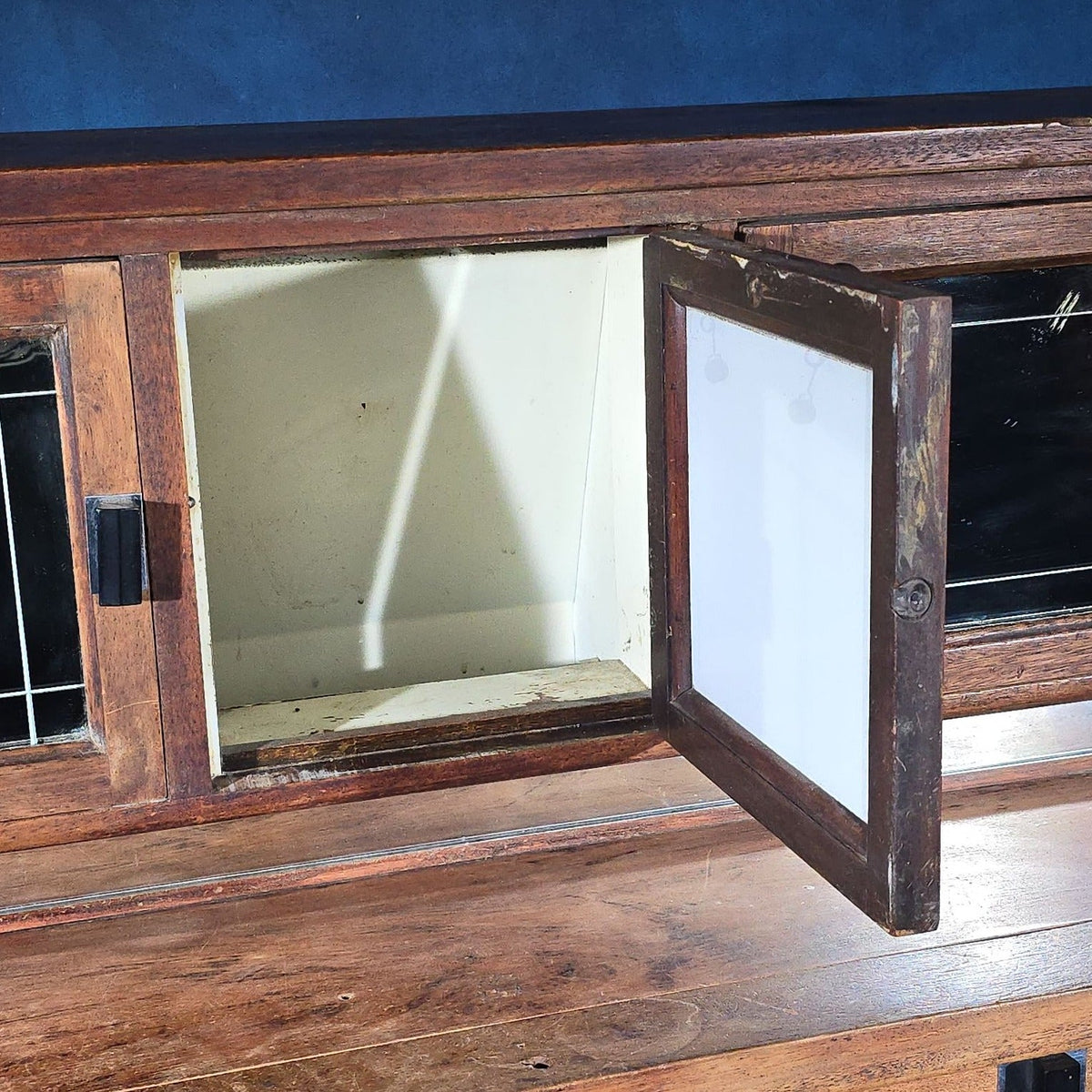 Antique Dental Cabinet with Multi-Drawer Base and Glass-Front Upper Cabinets, Manufactured by Weber
