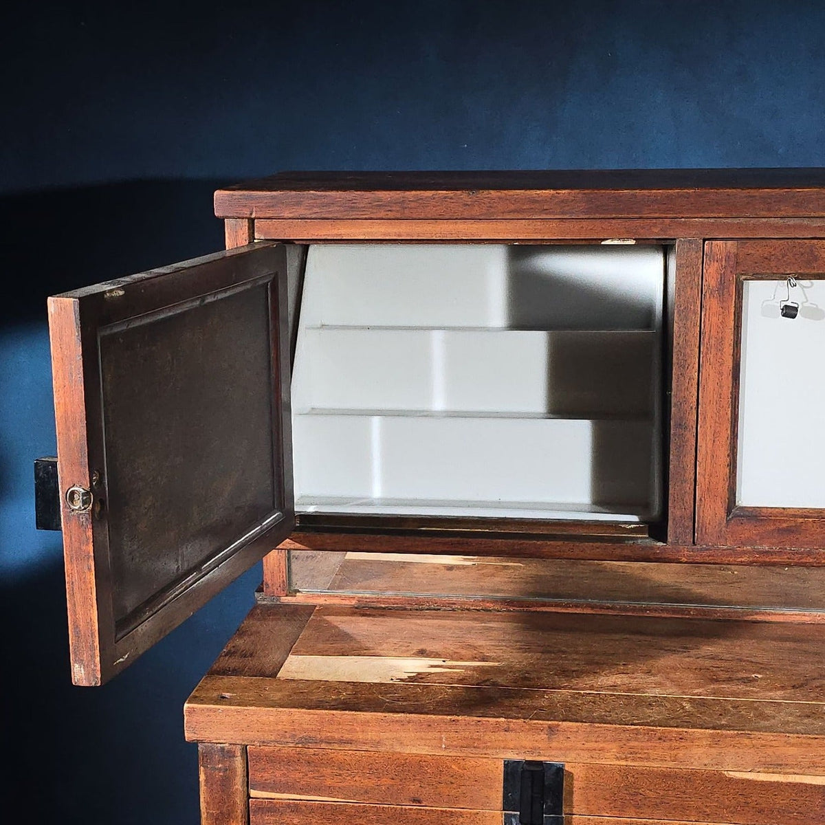 Antique Dental Cabinet with Multi-Drawer Base and Glass-Front Upper Cabinets, Manufactured by Weber