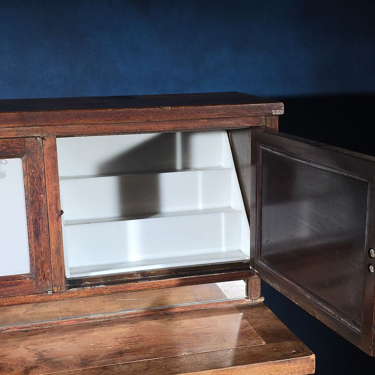 Antique Dental Cabinet with Multi-Drawer Base and Glass-Front Upper Cabinets, Manufactured by Weber