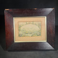 Lot 036 - Antique Framed Engraving Print of the Crystal Palace, Great Exhibition of 1851, London, with Allegorical Border of International Figures and Exotic Animals, 12-1/8" W x 10-1/8" H
