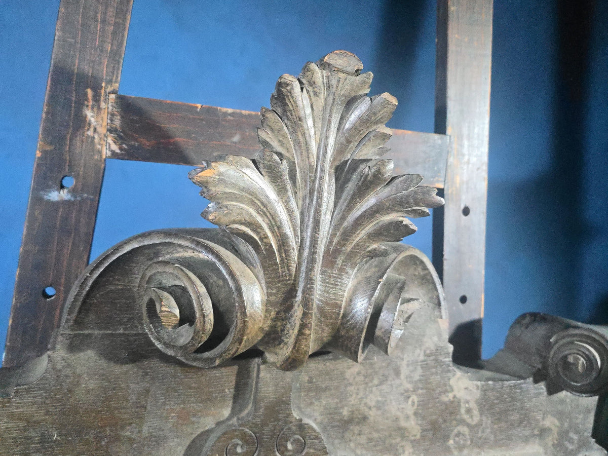 Antique Carved Wood Architectural Pediment with German Fraktur Inscription "Wohlruh" ("Peaceful Rest")