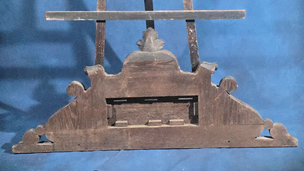 Antique Carved Wood Architectural Pediment with German Fraktur Inscription "Wohlruh" ("Peaceful Rest")