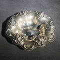 Lot 008 - Antique Sterling Silver Art Nouveau Bon Bon Bowl with Repousse Floral Border, Pattern C1050, 5-1/2" L, Total Weight 64 g