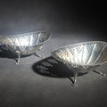 Lot 009 - Pair of Antique Sterling Silver Pierced Footed Bowls with Beaded Rims and Paw Feet, Black, Starr & Frost, New York, Pattern 4884, 5-3/4" L x 2-1/2" H each, Total Weight 212 g