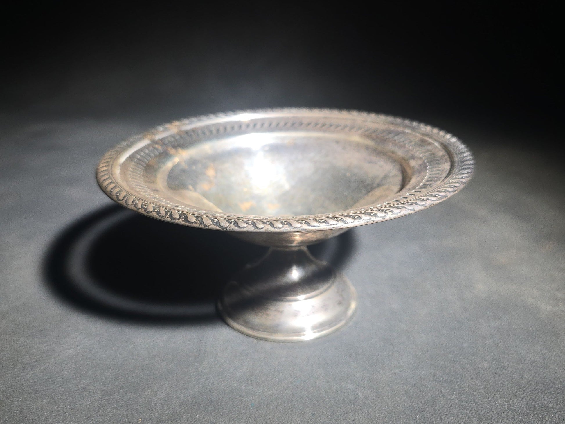 Pair of Vintage Weighted Sterling Silver Pedestal Compotes with Monograms