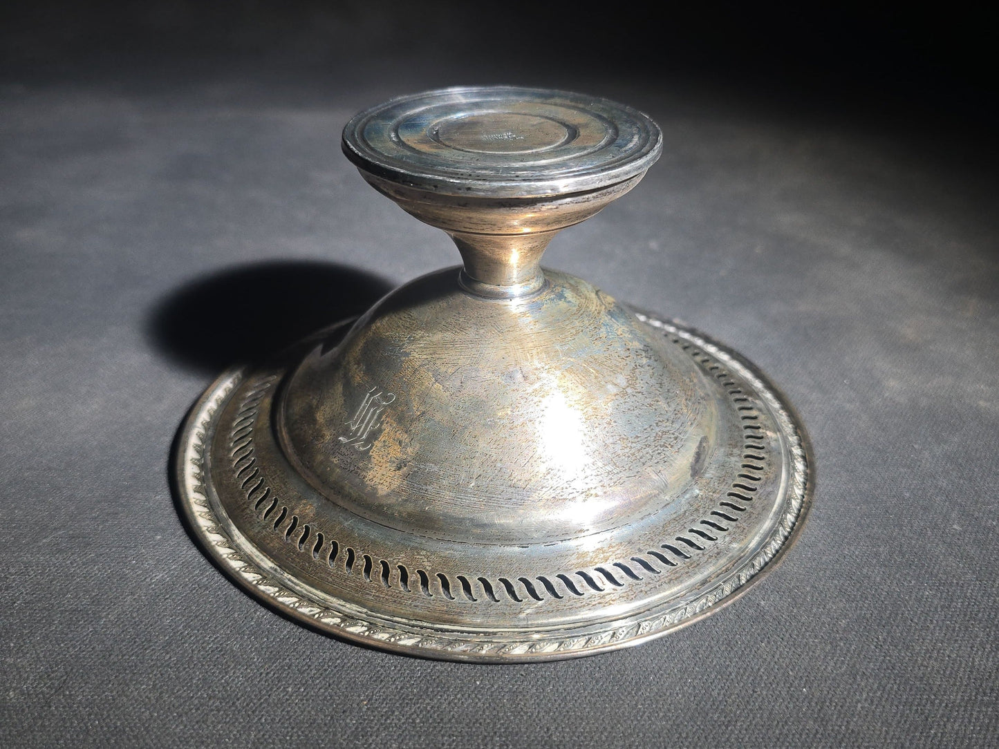 Pair of Vintage Weighted Sterling Silver Pedestal Compotes with Monograms