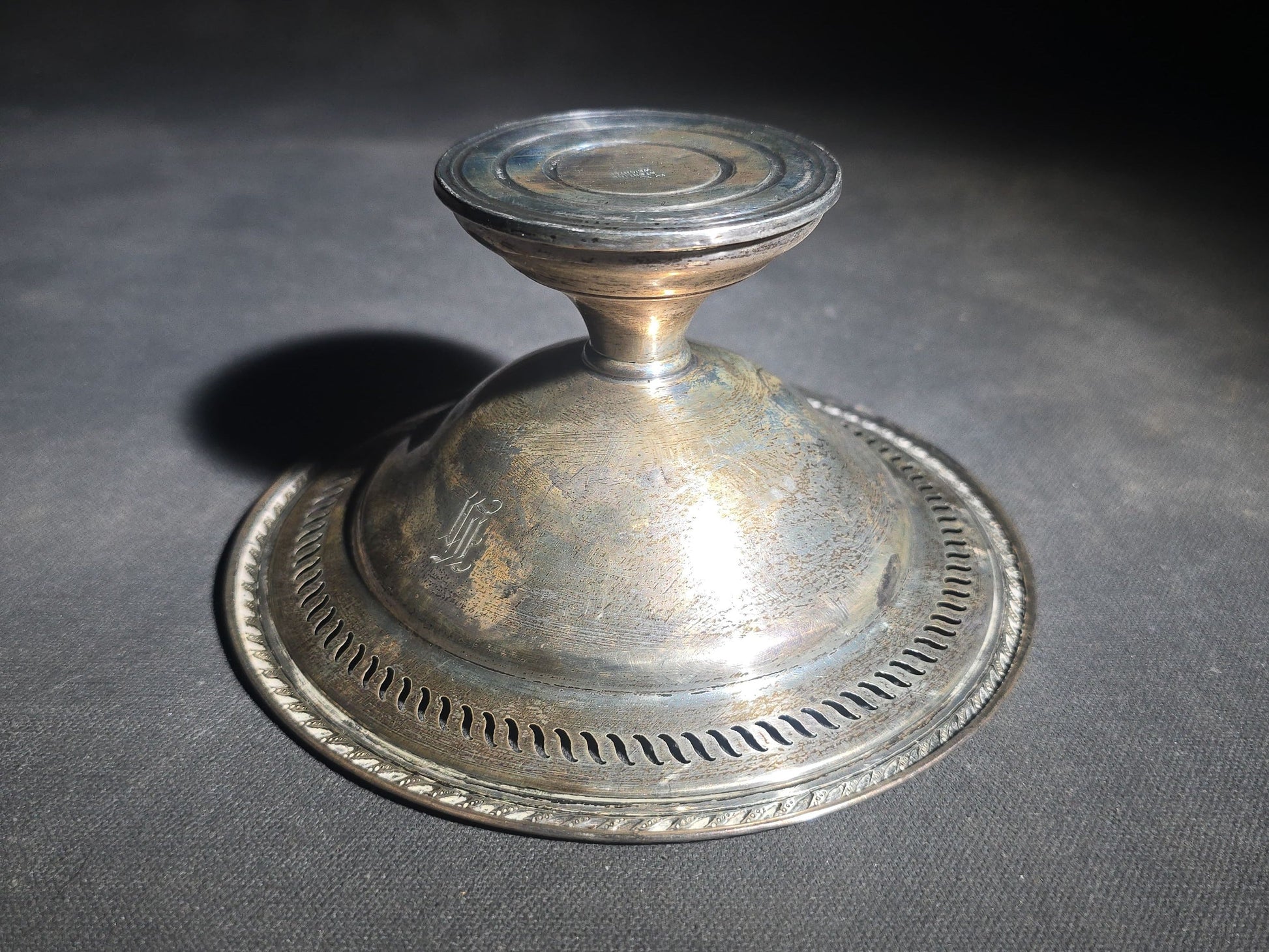 Pair of Vintage Weighted Sterling Silver Pedestal Compotes with Monograms