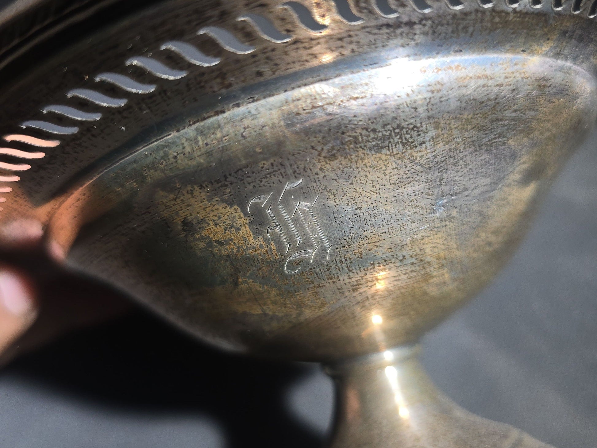 Pair of Vintage Weighted Sterling Silver Pedestal Compotes with Monograms