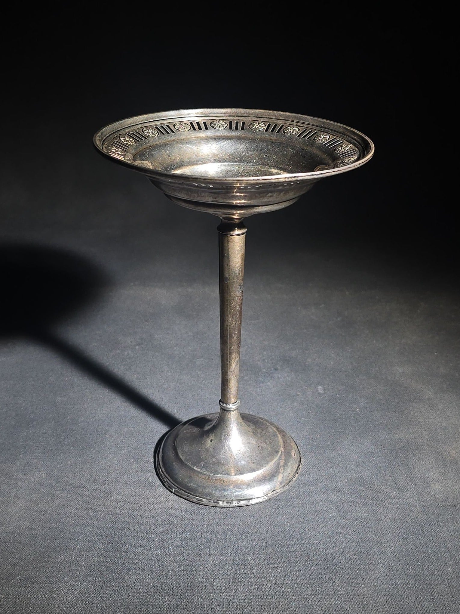 Pair of Vintage Weighted Sterling Silver Pedestal Compotes with Monograms