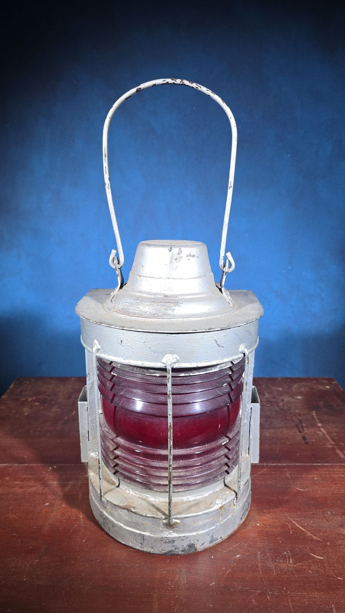 Vintage Red Fresnel Globe Signal Lantern, Manufactured by Dressel Railway Lamp and Signal Company, Arlington, New Jersey