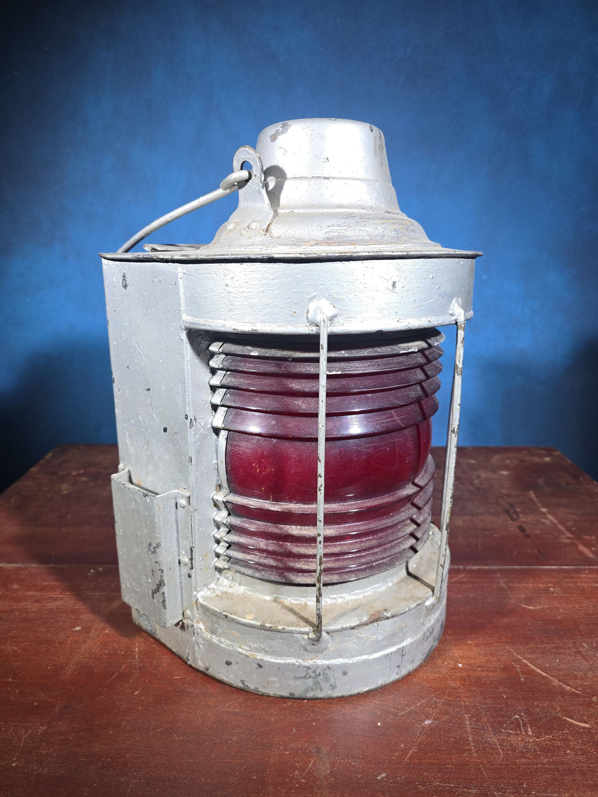 Vintage Red Fresnel Globe Signal Lantern, Manufactured by Dressel Railway Lamp and Signal Company, Arlington, New Jersey