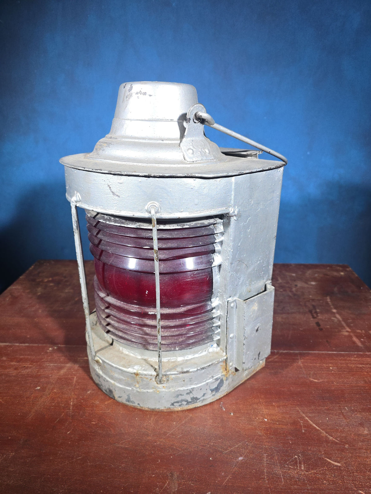 Vintage Red Fresnel Globe Signal Lantern, Manufactured by Dressel Railway Lamp and Signal Company, Arlington, New Jersey