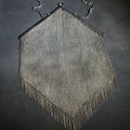 Lot 011 - Antique Art Deco Sterling Silver Chain Mail Mesh Purse with Fringe Bottom, Chain Handle, 7-7/8" L x 12-1/4" H, Total Weight 428 g