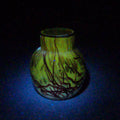 Lot 021 - Vintage Hand-Blown Art Glass Bud Vase with Red Threaded Design, UV Reactive, 3-1/4" H