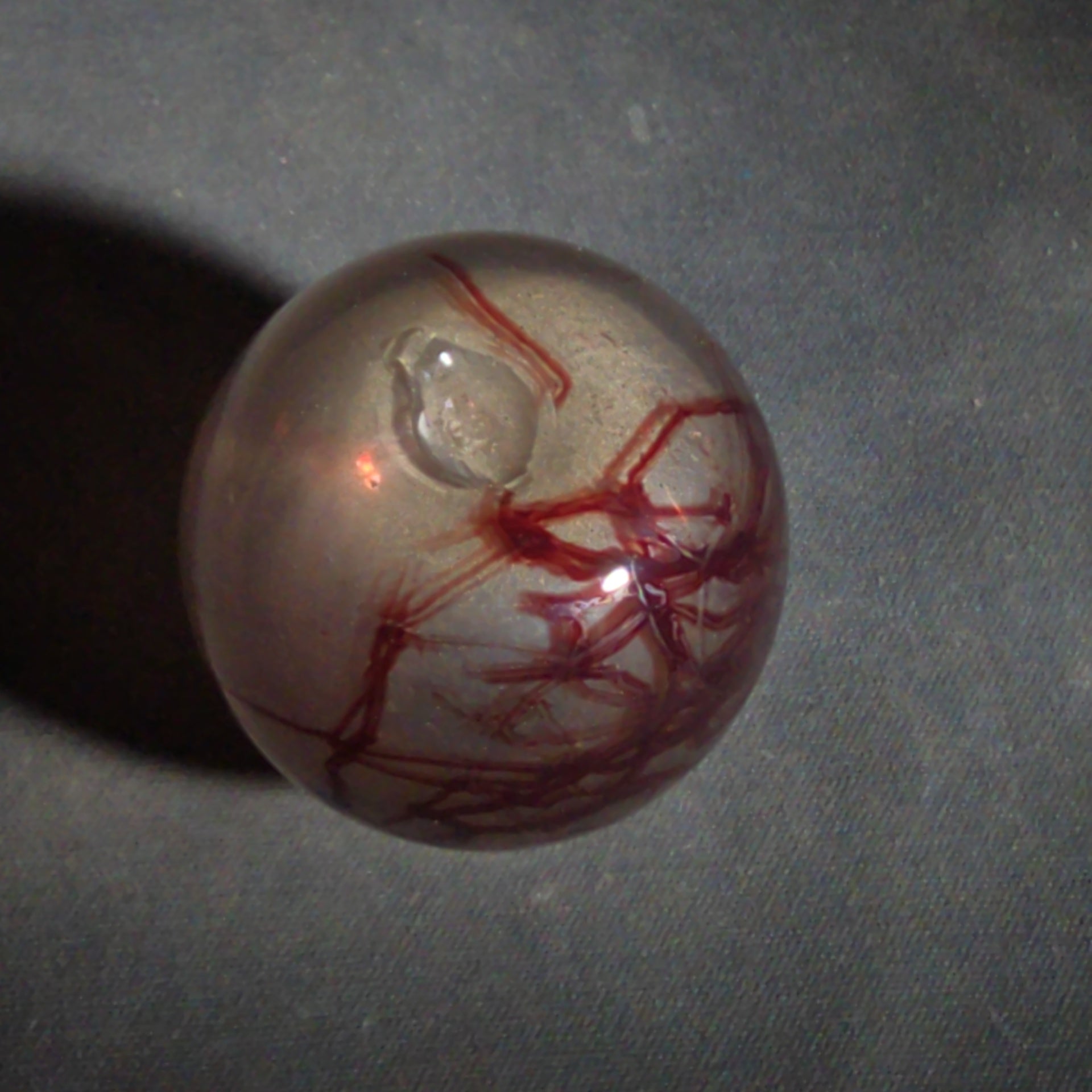 Vintage Hand-Blown Art Glass Bud Vase with Red Threaded Design, UV Reactive