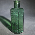 Lot 022 - Antique Green Glass Hexagonal Poison Bottle Embossed "Not to Be Taken" With Cross-Hatch Hobnail Pattern and Vertical Ribs, 4-1/4" H