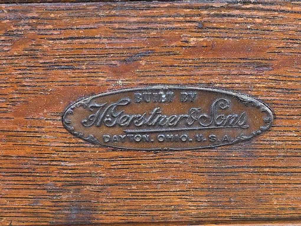 Antique Oak Machinist's Tool Chest with Contents, Manufactured by H. Gerstner & Sons, Dayton, Ohio