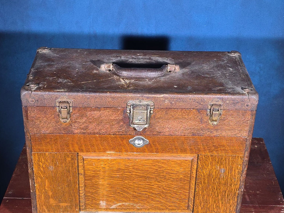 Antique Oak Machinist's Tool Chest with Contents, Manufactured by H. Gerstner & Sons, Dayton, Ohio
