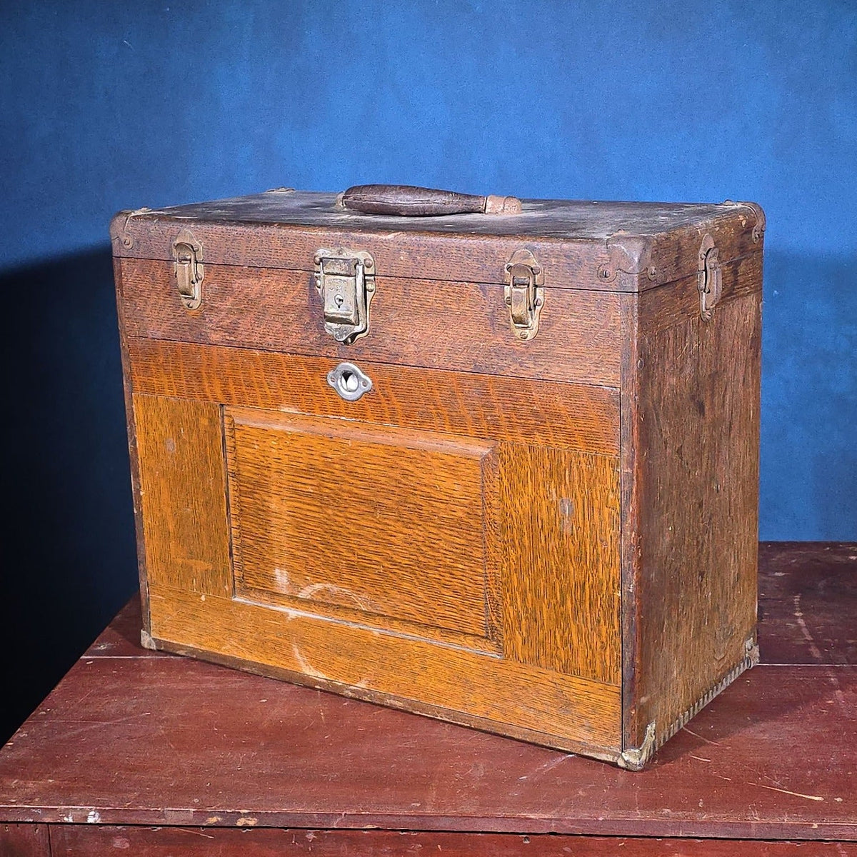 Antique Oak Machinist's Tool Chest with Contents, Manufactured by H. Gerstner & Sons, Dayton, Ohio