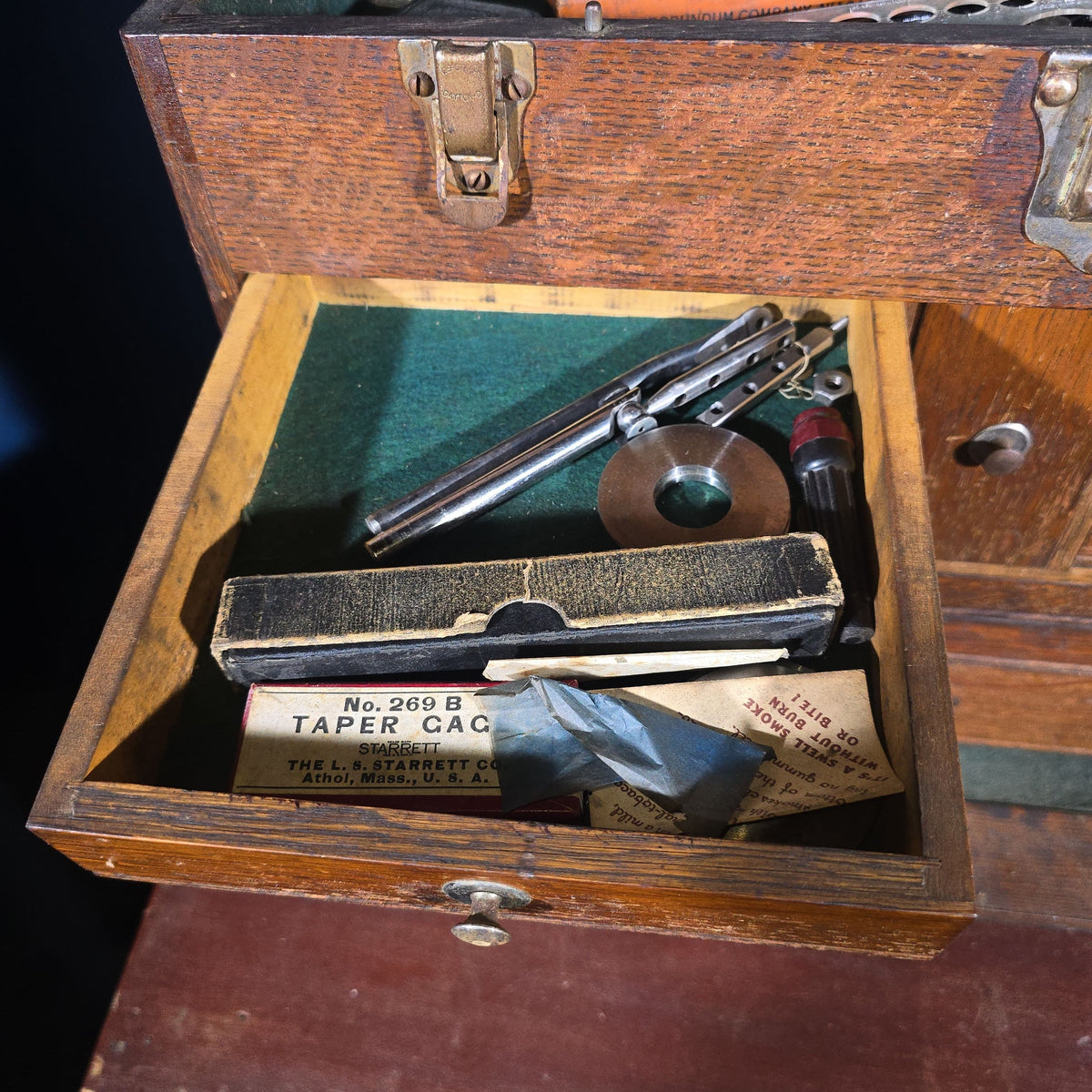 Antique Oak Machinist's Tool Chest with Contents, Manufactured by H. Gerstner & Sons, Dayton, Ohio
