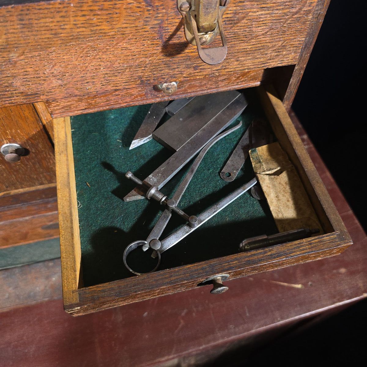 Antique Oak Machinist's Tool Chest with Contents, Manufactured by H. Gerstner & Sons, Dayton, Ohio