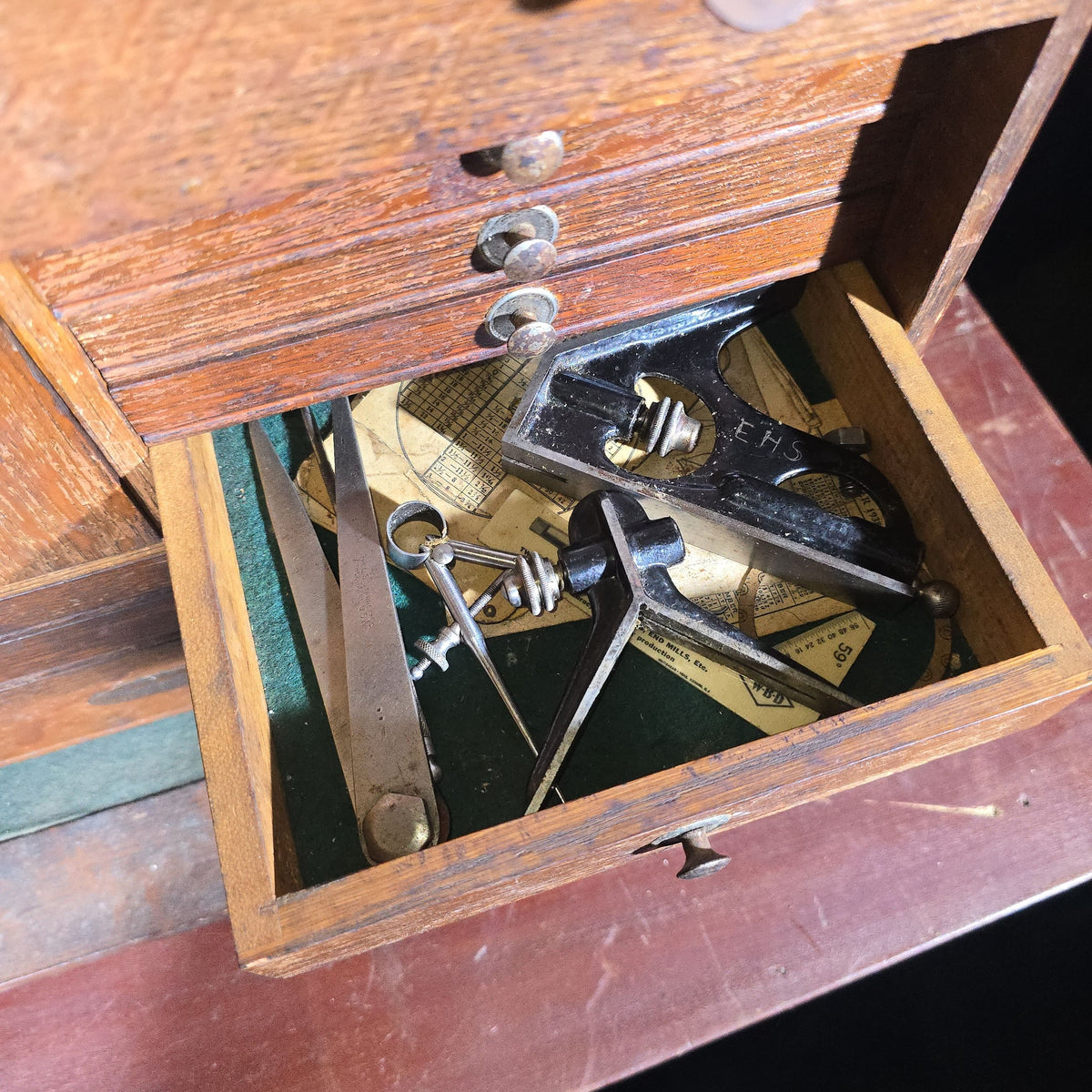 Antique Oak Machinist's Tool Chest with Contents, Manufactured by H. Gerstner & Sons, Dayton, Ohio
