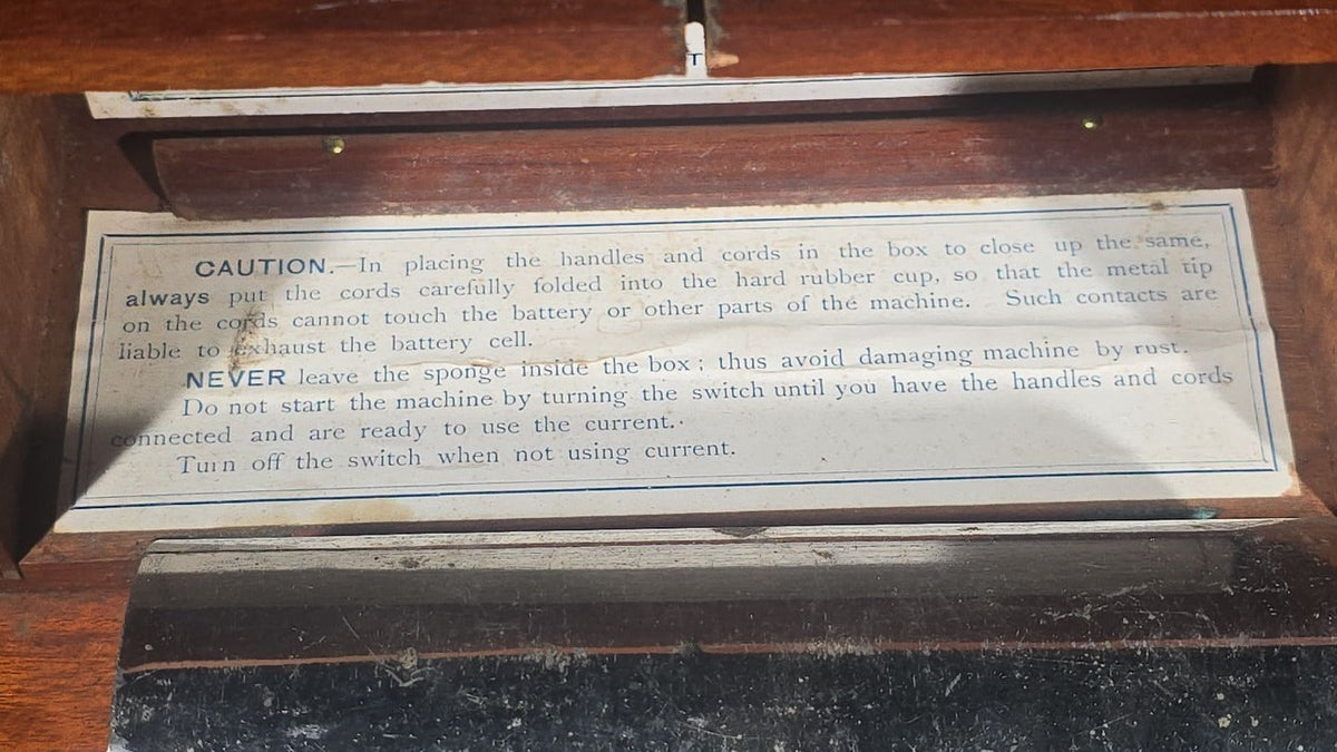 Antique New No. 4 Home Medical Apparatus Electrotherapy Device in Mahogany Case, Manufactured by J.H. Bunnell & Co., 76 Cortlandt Street, New York