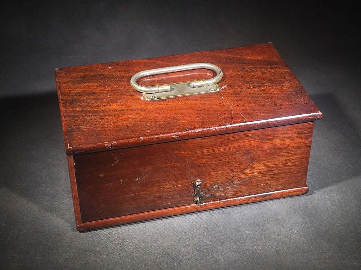 Antique New No. 4 Home Medical Apparatus Electrotherapy Device in Mahogany Case, Manufactured by J.H. Bunnell & Co., 76 Cortlandt Street, New York