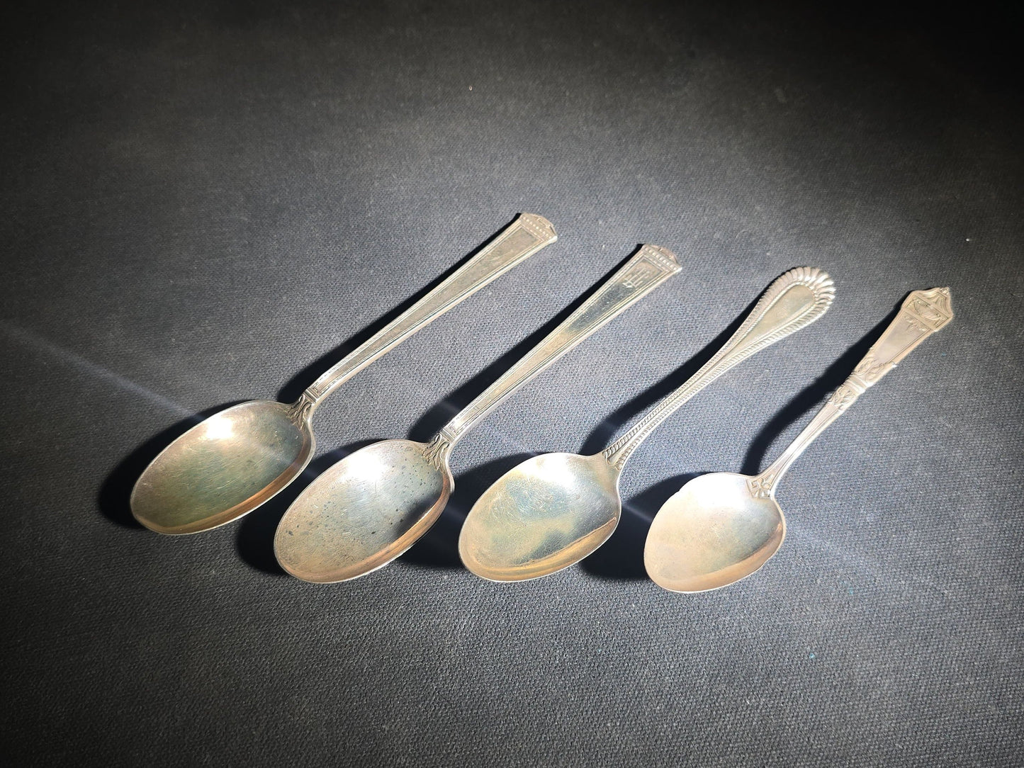 Grouping of Including Four Sterling Silver Spoons (92 g Total Weight), an 800 Silver Spoon (28 g), and German Silver Chatelaine Accessory