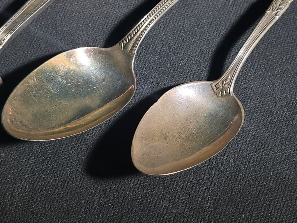 Grouping of Including Four Sterling Silver Spoons (92 g Total Weight), an 800 Silver Spoon (28 g), and German Silver Chatelaine Accessory