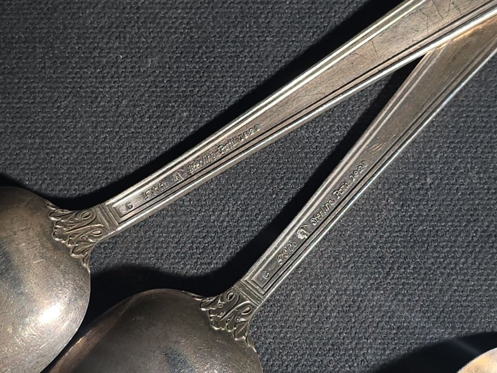 Grouping of Including Four Sterling Silver Spoons (92 g Total Weight), an 800 Silver Spoon (28 g), and German Silver Chatelaine Accessory